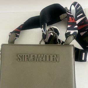 Steve Madden Khaki Crossbody with Patterned Strap